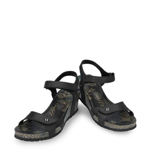 Panama Jack Women's Julia B1 Wedge Black Leather Sandals