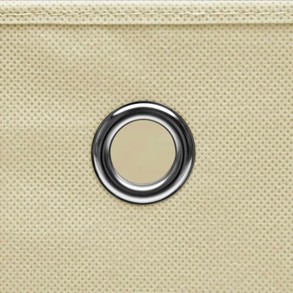 Berkfield Storage Boxes with Lid 10 pcs Cream 32x32x32 cm Fabric
