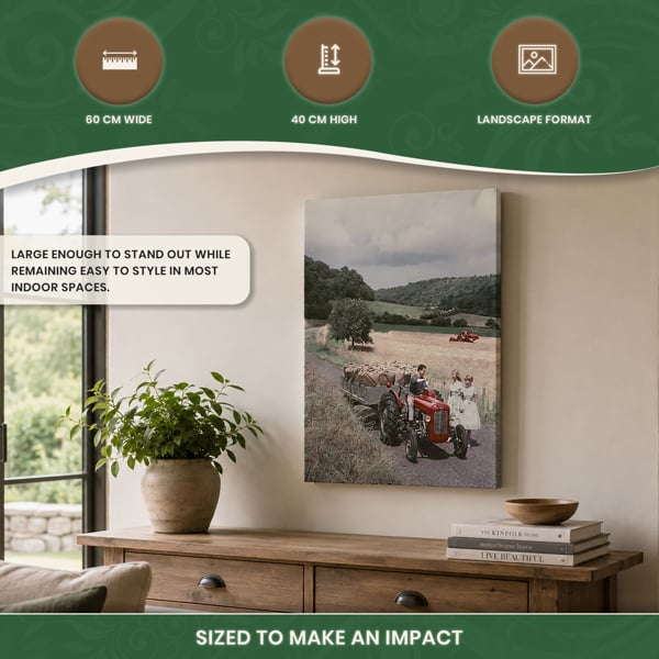 Massey Ferguson MF35 Tractor and Trailer Canvas Picture Print (c.1960), Stretched Canvas on Wooden Frame, 60cm x 40cm