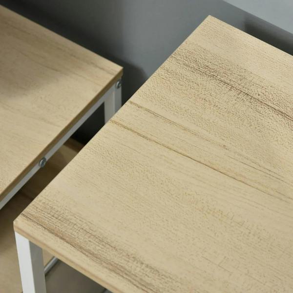 Light wood top panel with white frame corner detail for storage dresser cabinet