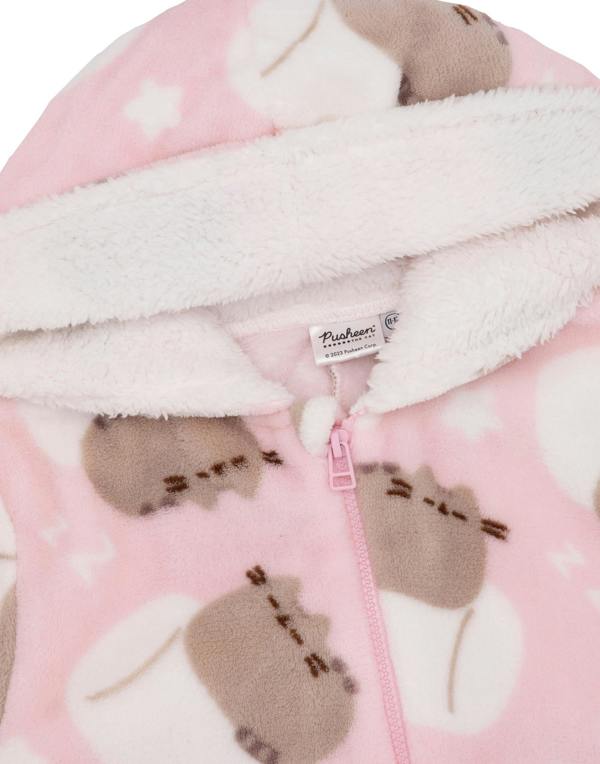 Vanilla Underground Pusheen Girls Pink All-Over Print With Novelty Ears Onesie