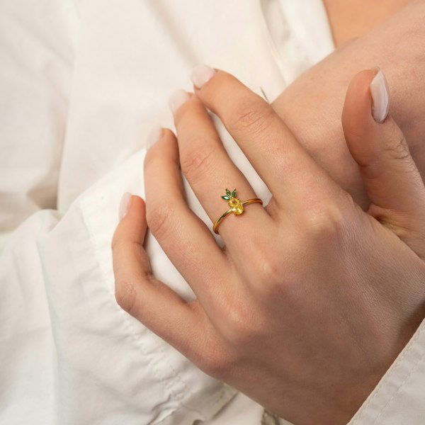 Spero London Pineapple Sterling Silver Adjustable Ring