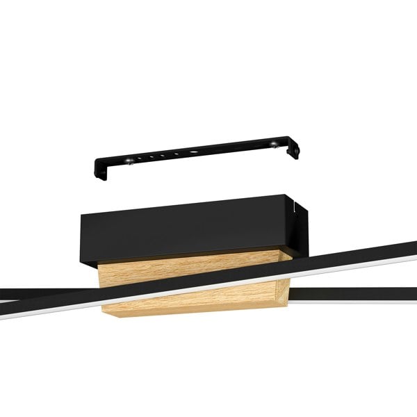 EGLO Panagria Modern LED Ceiling Light with Wood Accents WBS