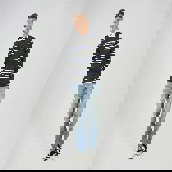 Brave Soul Dark Green Striped Rugby Shirt - Dark Green Image 3