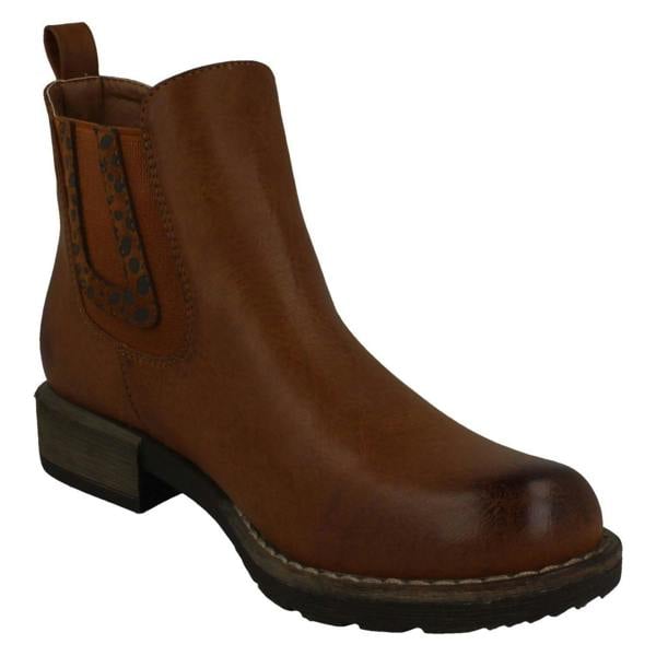 Spot On Ladies Spot On Chunky Low Heel Ankle Boots F51020