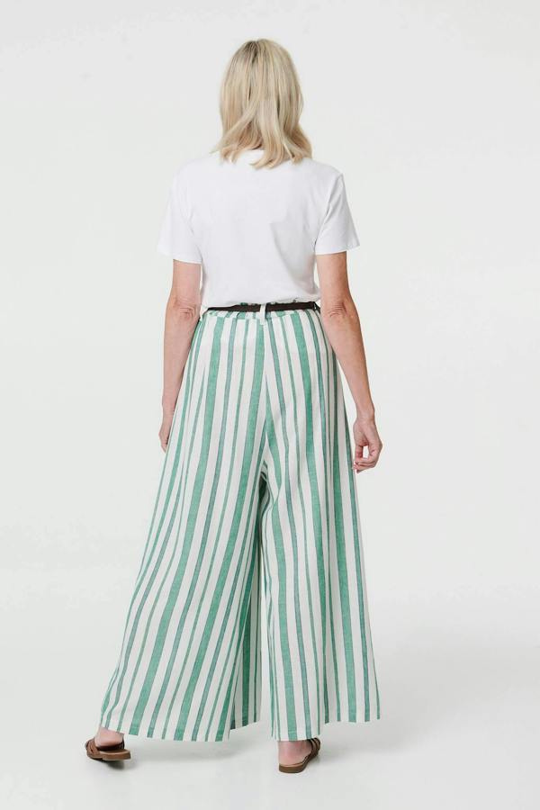 Green | Belted High Waist Wide Trousers