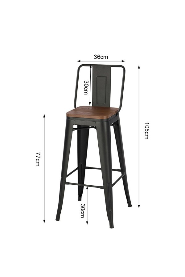Living and Home 5pcs Metal 4-Seater Industrial Dining Table Tall Breakfast Square Bar Table with Kitchen Chair Stools