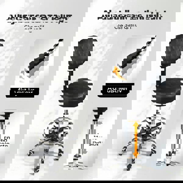 Levede Swivel Drafting Chair Low Back Round Rolling Stool Height Adjustable