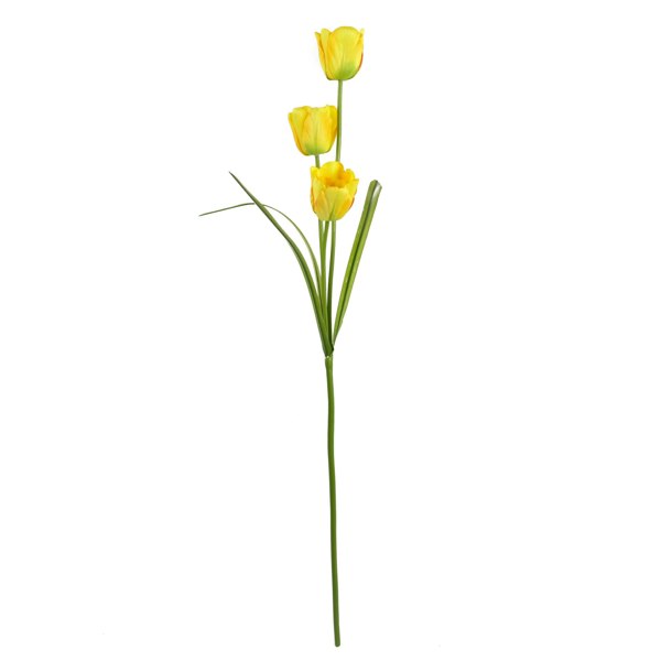 Leaf Pack of 6 x 80cm Artificial Tulip Yellow Stem