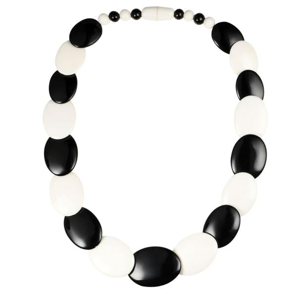 Zavana Long Black and White Chunky Statement Necklace for Women