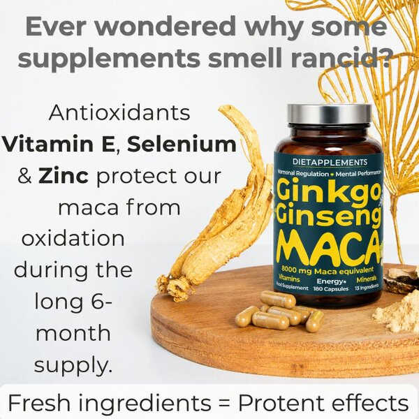 Dietapplements Maca, Korean Ginseng & Ginkgo Biloba Complex