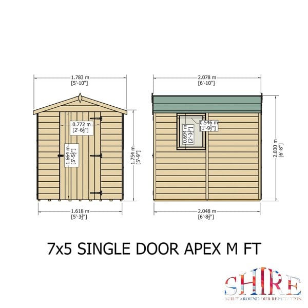 Shire Shiplap Apex 7x5 12mm interlock Clad wooden Shed