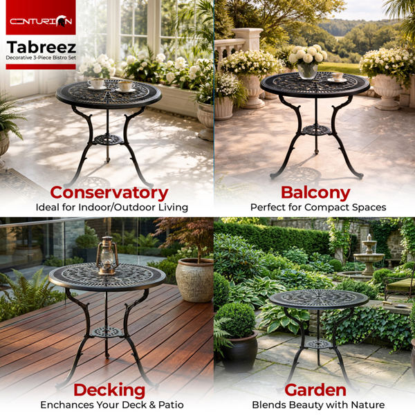 Centurion Supports TABREEZ Garden and Patio Black Cast Aluminium Bistro Table
