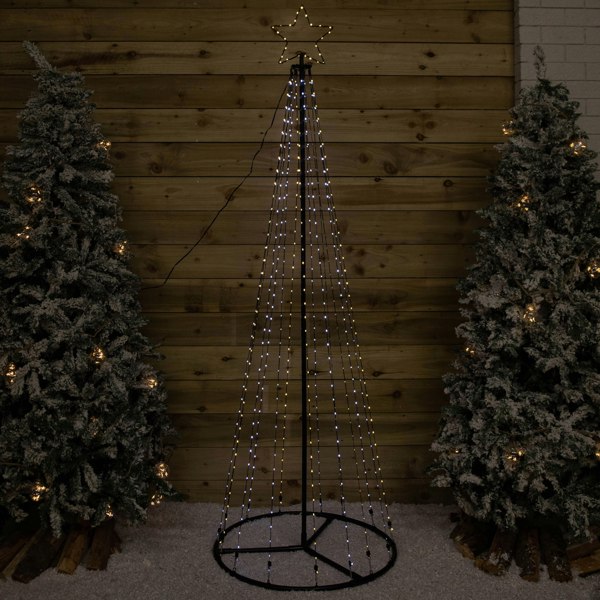 Samuel Alexander 1.4m Light up Christmas Pyramid Cone Tree with 308 White & Warm White LEDs