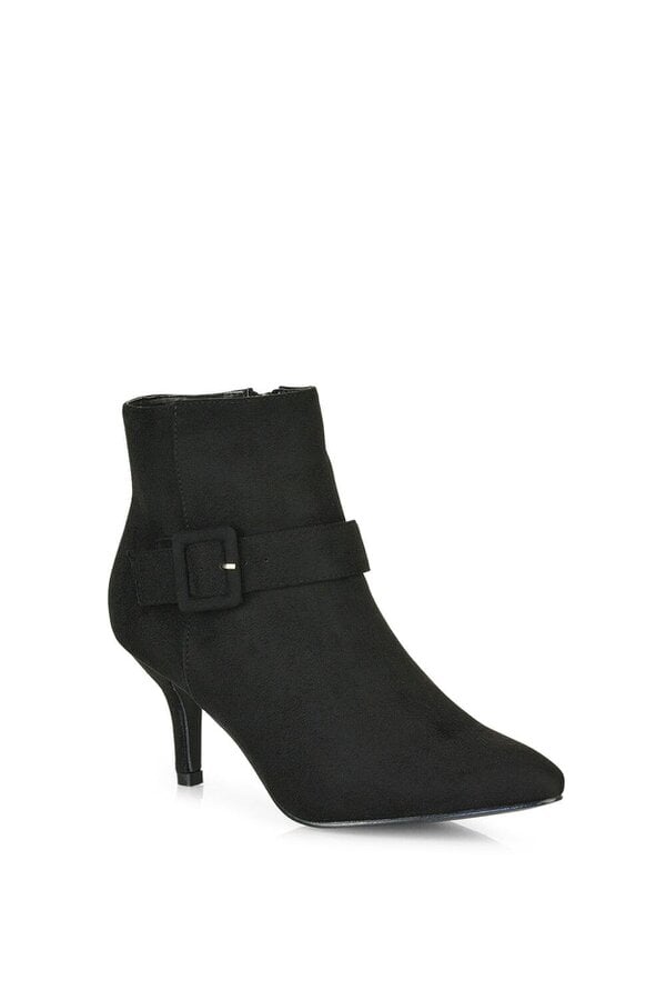 XY LONDON Buckle Detail Pointed Toe Low Stiletto Heel Ankle Boots