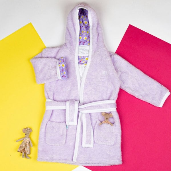 Luca and Rosa Dizzy Daisy Print Girls Lilac Dressing Gown