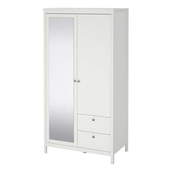Furniture To Go Madrid Wardrobe with 1 door + 1 mirror door + 2 drawers White