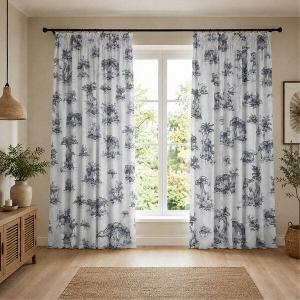 Smart Living Safari Curtain - Grey - 66"x72"