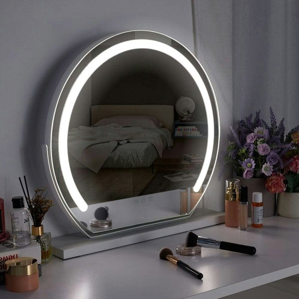 Round Hollywood Vanity LED Lighted Makeup Mirror Living and Home