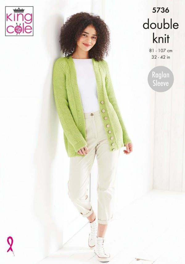 King Cole Cottonsoft DK Knitting Pattern 5736, Cardigans, Sweaters for Women, 32 - 42 Inches