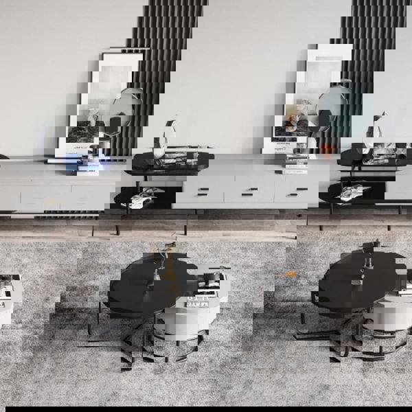 Teddy Nesting Coffee Table, Black And Off White-Weilai Concept-Weilai Concept