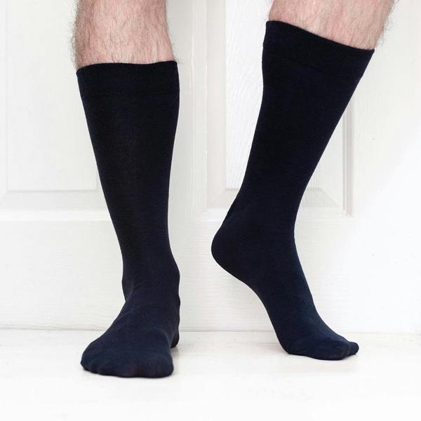Jemsox 5 Pack - Men’s Luxury Navy Blue Plain Colour Organic Cotton Comfort Welt Socks – UK 6-9