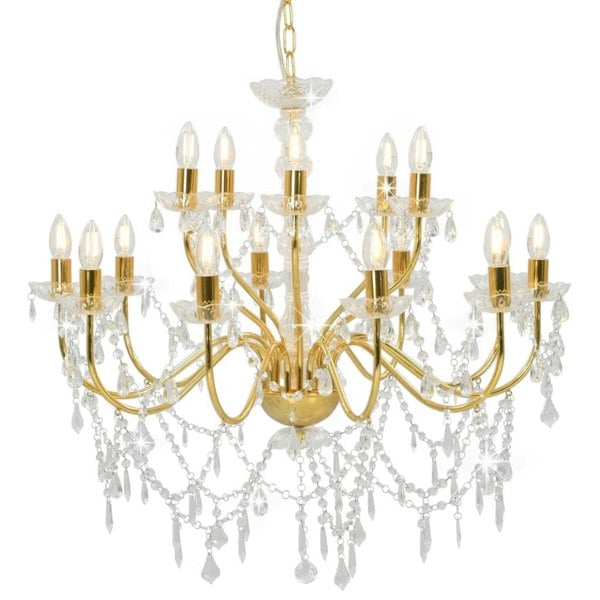 Berkfield Chandelier 2-layer Golden 15 x E14 Bulbs