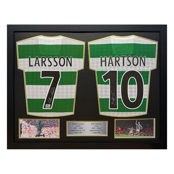 Unbranded Henrik Larsson & John Hartson Double Signed Framed Celtic Shirt Display