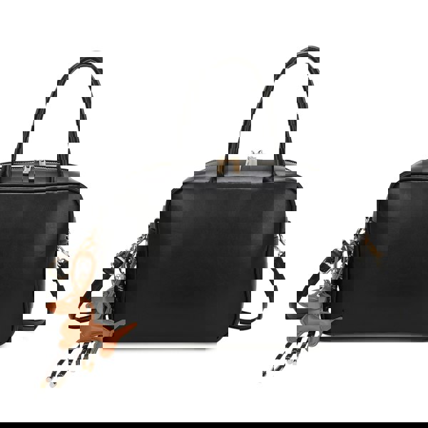 Kitise Structured Box Satchel Handbag Crossbody Purse Dog Charm