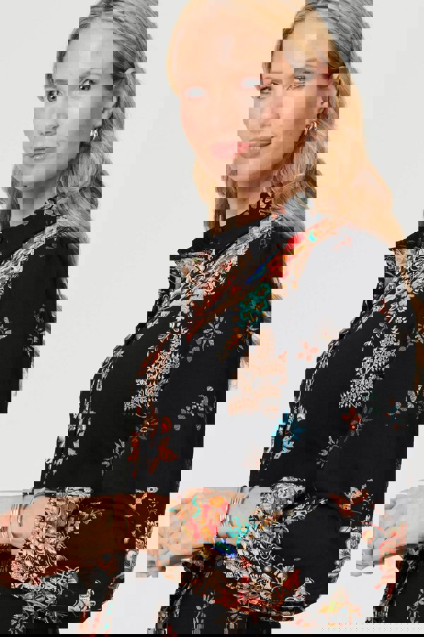 Black | Floral Tie Waist Maxi Shirt Dress
