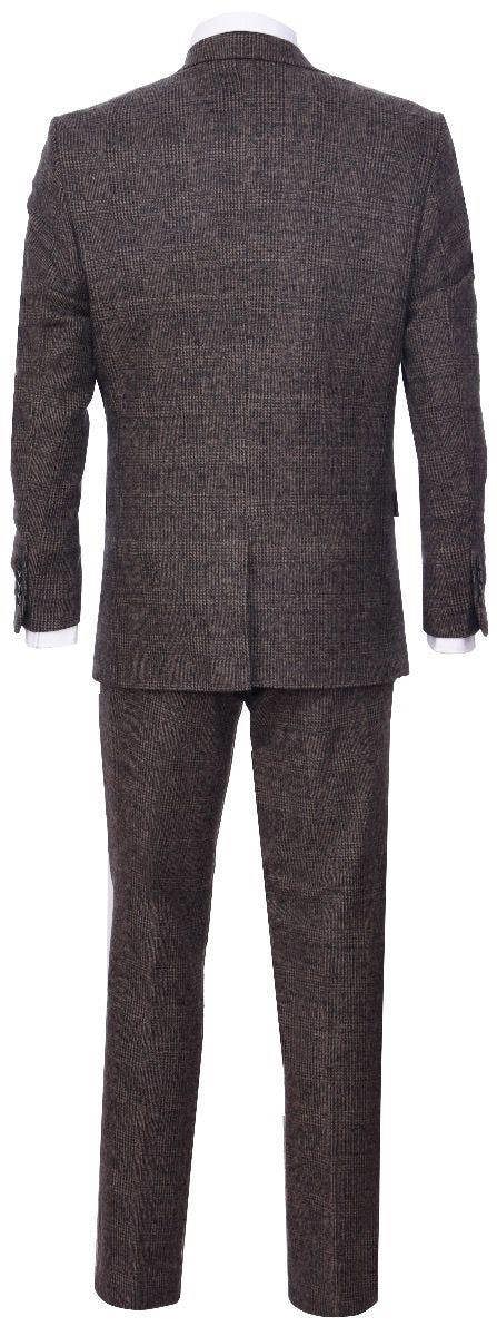 TruClothing Men's 3 Piece Brown Herringbone Tweed Suit