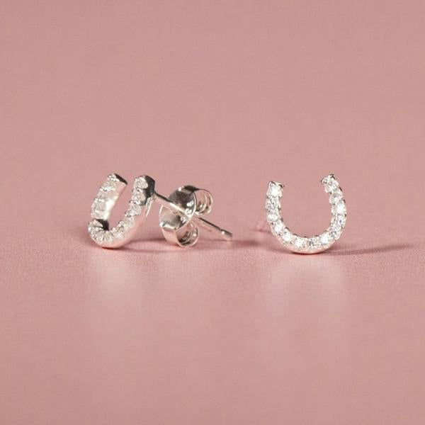Crystal Horseshoe Stud Earrings - MYLEE London