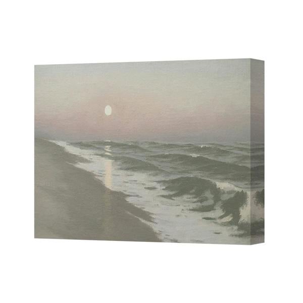 Benjamin Tate Design Canvas Print Seascape Moonlit Sunset Over Ocean Waves Wall Art