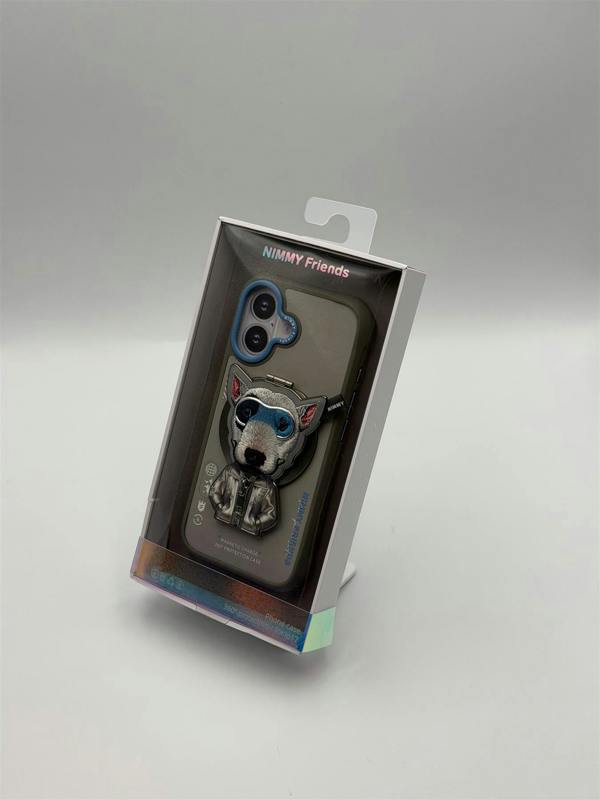 Nimmy Friends Nimmy Cool & Cute 2.0 Terrier Dog Case with MagSafe Stand for iPhone 17 6.3" Grey Blue - N-YJKM-CXZJZH-IP17-019