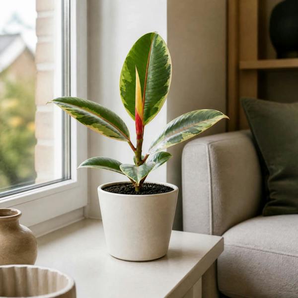 Ficus Belize Pink Rubber Plant 12cm Pot – Variegated Indoor Houseplant The Rose Press Garden
