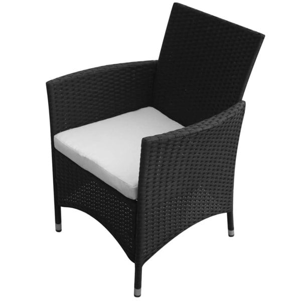 Berkfield 9 Piece Outdoor Dining Set with Cushions Poly Rattan Black