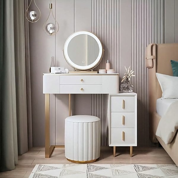 Lakin Dressing Table, White-Weilai Concept-Weilai Concept