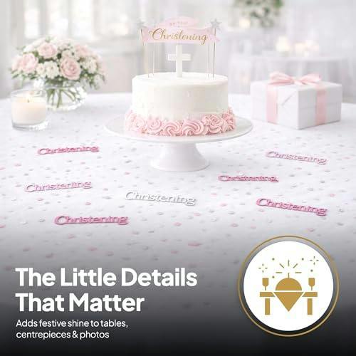 Pink and Silver Christening Confetti Table Scatter, 14g Packs for Party Decoration image 5