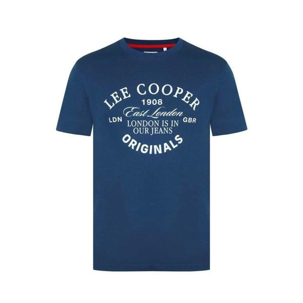 Lee Cooper Mens Cotton Crew Neck T-Shirt - Vintage Blue - 