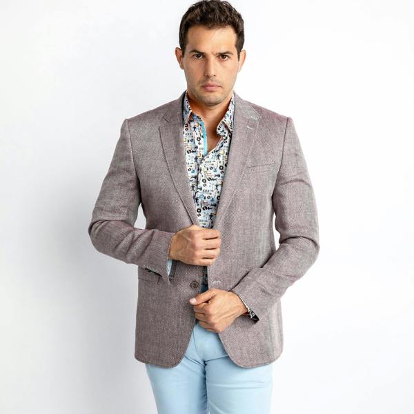 HERRINGBONE LIGHTWEIGHT LINEN SUMMER JACKET – Premium Men's Patterned Shirt by Claudio Lugli | Bold Design, Tailored Fit, Best Printed Shirts