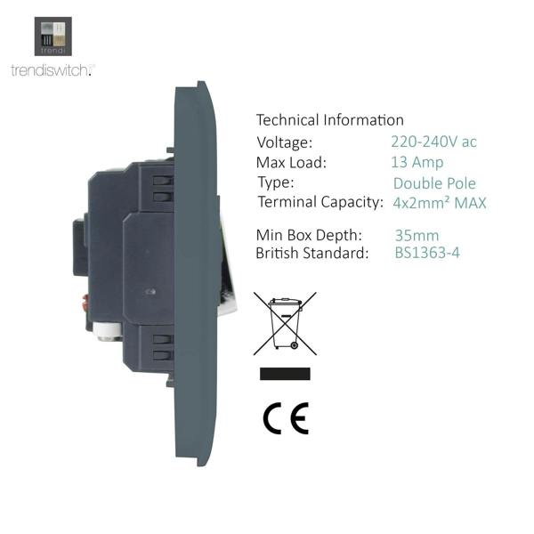 Trendi Switch 13 Amp Fused Spur with Flex Outlet in Warm Grey