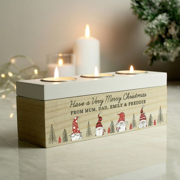 Personalised Memento Company Personalised Gonk Christmas Triple Tea Light Box