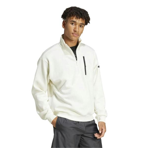 Adidas Mens City Escape Quarter Zip Tailored Sweatshirt - Off White - 
