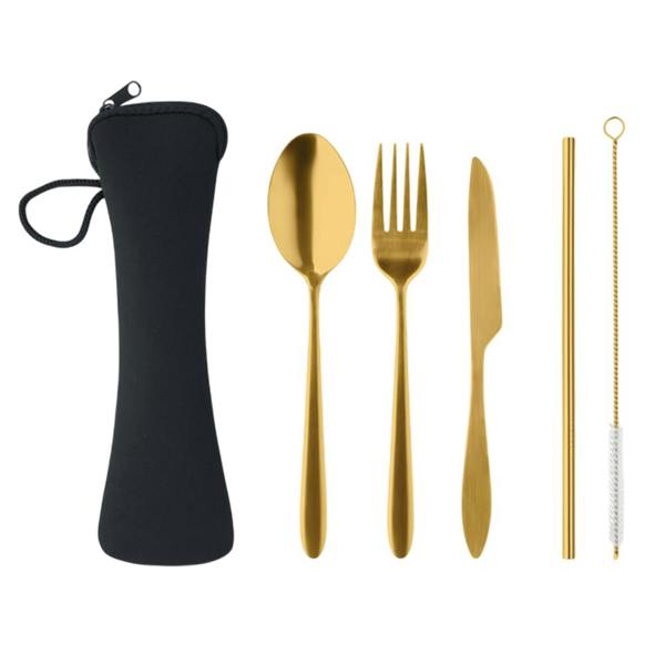 MidOcean 5 Service Reusable Stainless Steel Cutlery Set Set - Gold - 