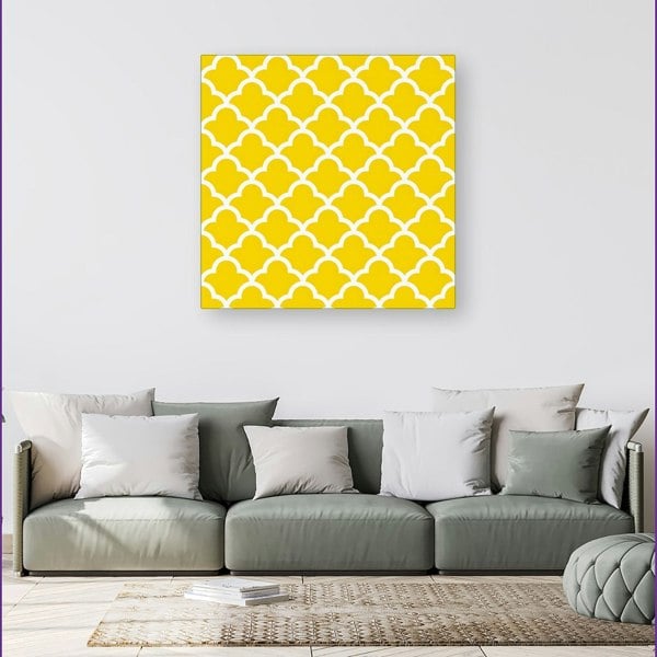 Warren Reed Geometric Yellow Quatrefoil Wave Canvas