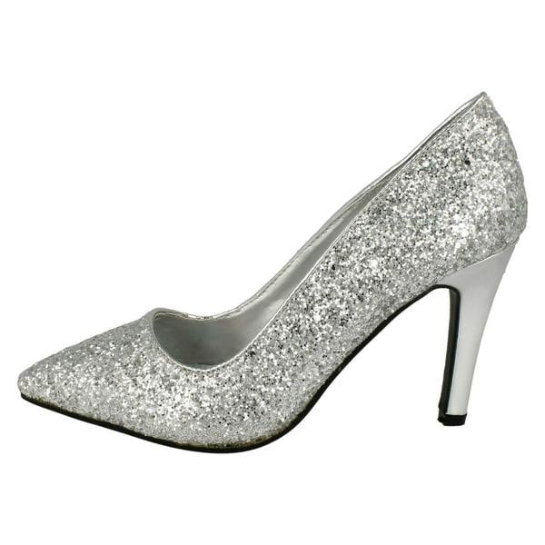 Anne Michelle Ladies Anne Michelle Pointed Toe Glittery Court Shoes