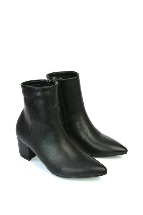 XY LONDON Pointed Toe Low Block Heel Ankle Boots