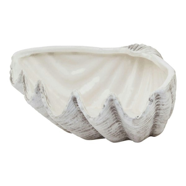 Hill Interiors Siren Ceramic Shell Bowl - White/Grey