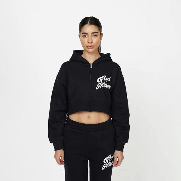 Good For Nothing Black Cropped Zip Through Hoodie - Black Image 1