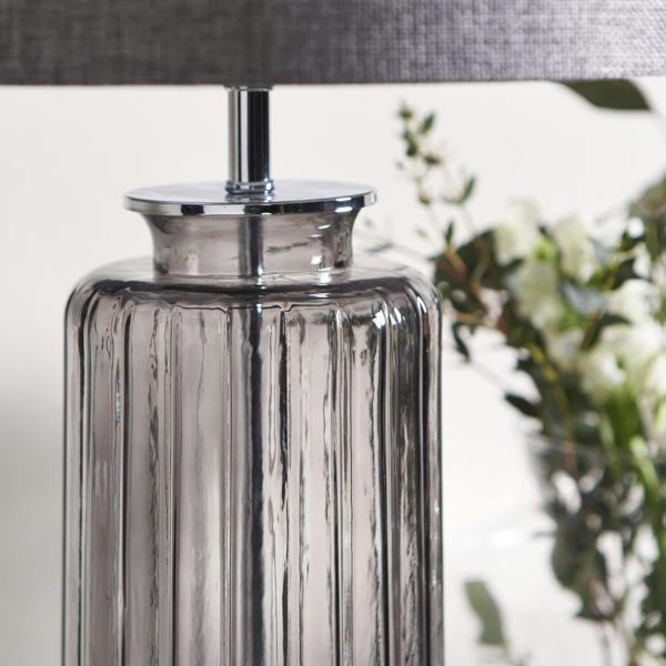 Pagazzi Lighting Brock Grey Smoked Glass Table Lamp